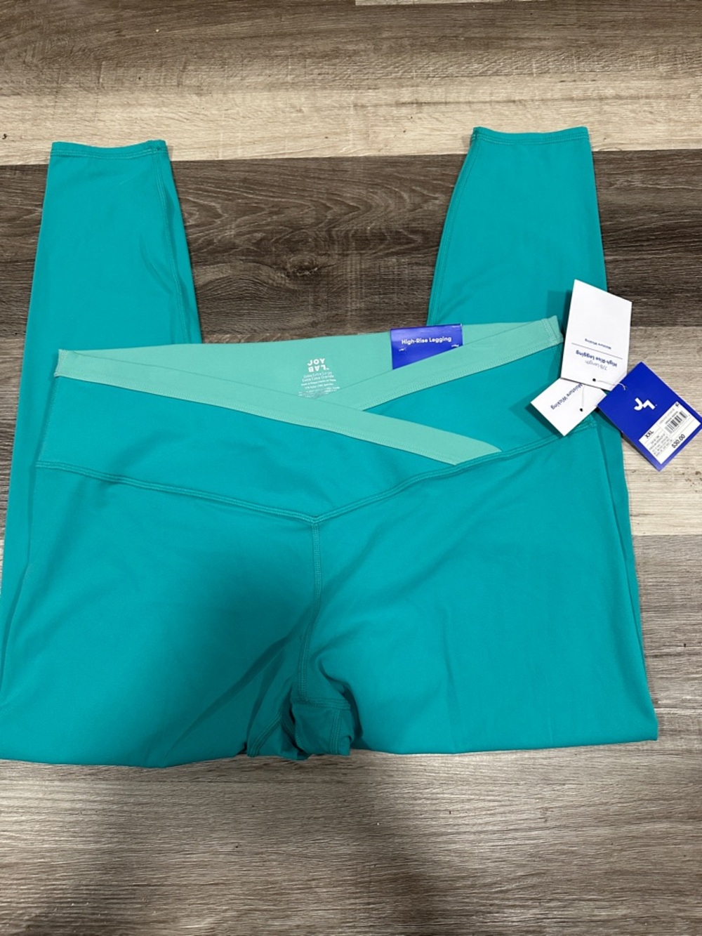 JoyLab Teal High-Waist Leggings with Mint Waistband